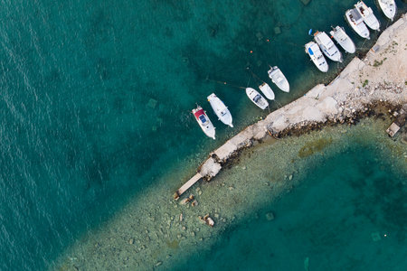 aerial view of the Croatia coastlineの写真素材