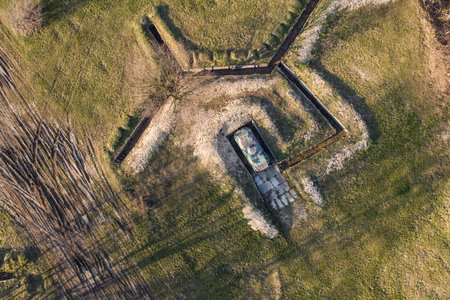 aerial view of the army training trench Wroclaw city,Polandの写真素材
