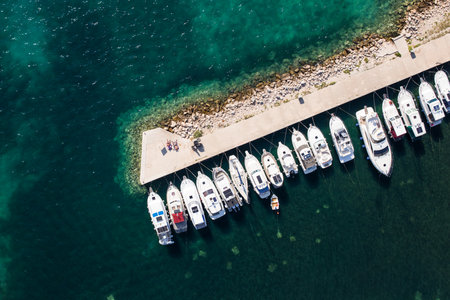 aerial view of the Croatia coastlineの写真素材
