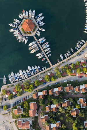aerial view of the Croatia coastline near Sibenik city.の写真素材