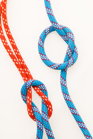 colorful rope knot isolated on white background