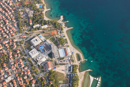 aerial view of the Croatia coastline   near Vodice city.の写真素材