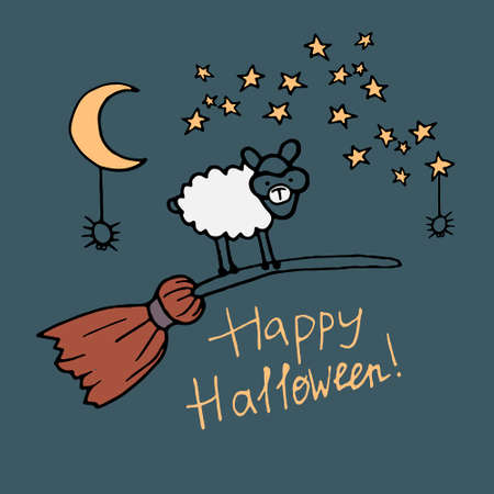 Halloween illustration vector collection. Cute clip art set in spooky theme. Autumn October holiday seasonal graphic elements design.のイラスト素材