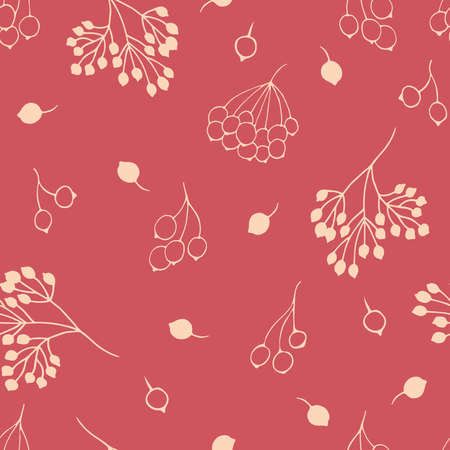 Seamless pattern with red winter berry. Vector illustration.のイラスト素材