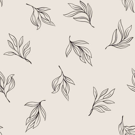 Seamless pattern Vintage Branches With Leaves. Decorative Elements for Decorationの写真素材