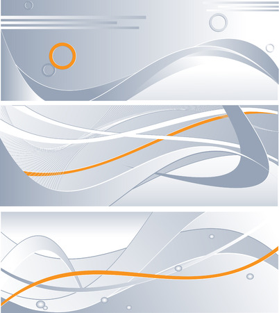 three technology backdrops in steel colors with orange accentsのイラスト素材