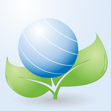 abstract vector environmental conceptual idea with planet and leavesのイラスト素材