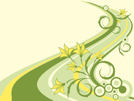 floral retro vector background with curvesabd circlesのイラスト素材