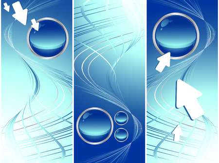 three vector modern templates with stripes, buttons and arrowsのイラスト素材