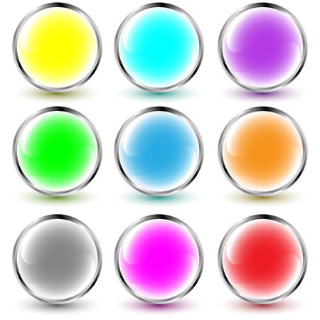set of vector aqua buttons with shadows over white backgroundのイラスト素材