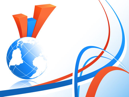 abstract bar graphs with globe and copy space for your textのイラスト素材