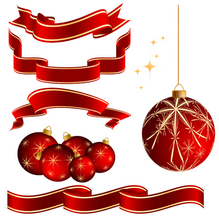 vector set of Christmas elements for your design over whiteのイラスト素材