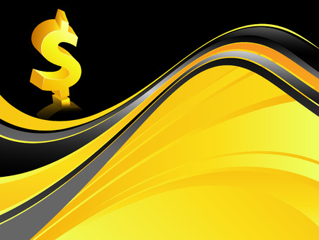 bright vector background with dollar and wavy linesのイラスト素材