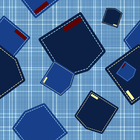 abstract seamless illustration with jeans pocketsのイラスト素材