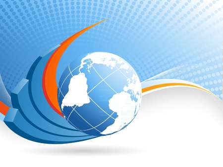 abstract vector background with creative bar graphs and globeのイラスト素材