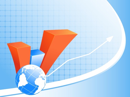 abstract vector background with creative bar graphs and globeのイラスト素材