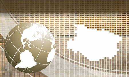 abstract modern mosaic frame with globeのイラスト素材