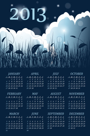 faity floral calendar for 2013 yearのイラスト素材