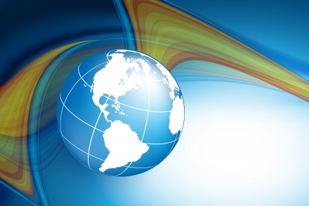 vector wavy lines with copy space and globe  eps10のイラスト素材