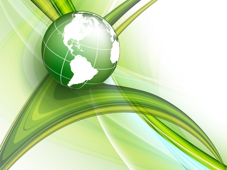 vector wavy lines with copy space and globe  eps10のイラスト素材