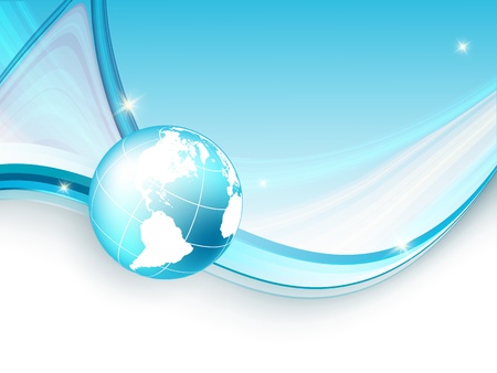 wavy lines with copy space and globe  のイラスト素材