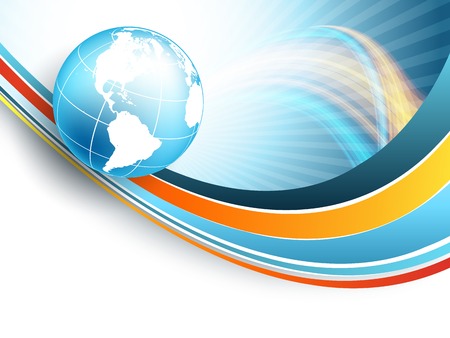 abstract vector template with globe and lines. Eps10のイラスト素材