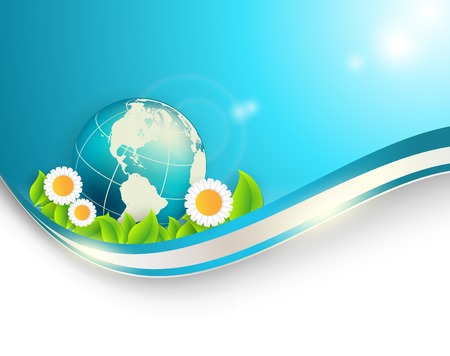 floral environmental vector frame with globe. のイラスト素材
