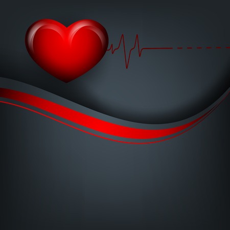 vector background with pulse and heart. Eps10のイラスト素材