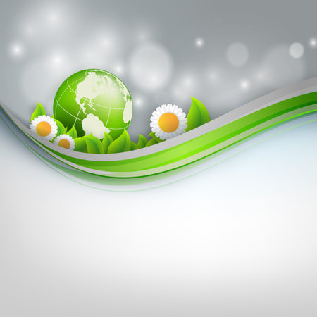 floral environmental frame with globeのイラスト素材