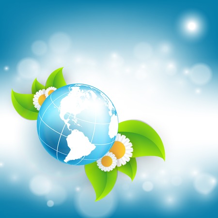 floral environmental frame with globe.のイラスト素材