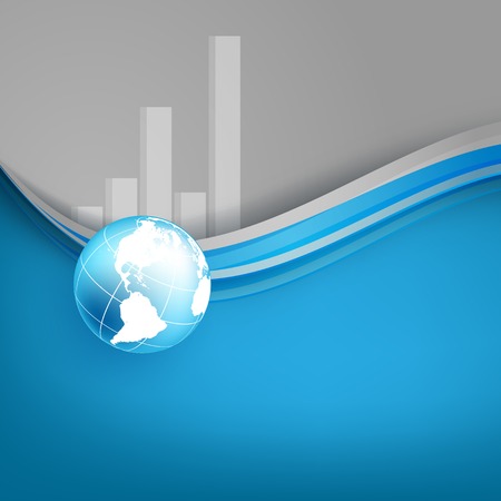 abstract vector background with bar graphs and globe. Eps10のイラスト素材