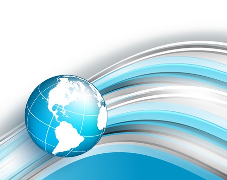 abstract vector background with wavy lines and globe. Eps10のイラスト素材