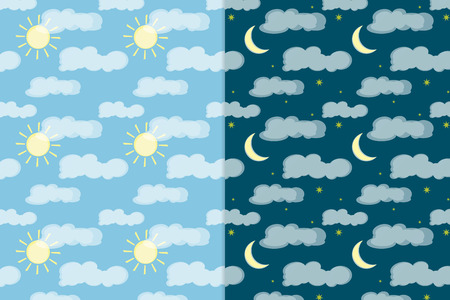 colorful vector seamless pattern. Day and night sky elements. Elements for your design. Eps10のイラスト素材