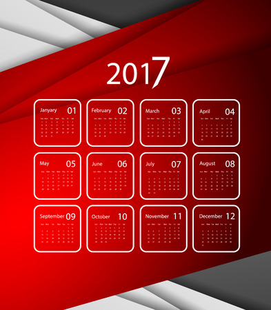 2017 vector calendar design. Colorful corporate background.のイラスト素材
