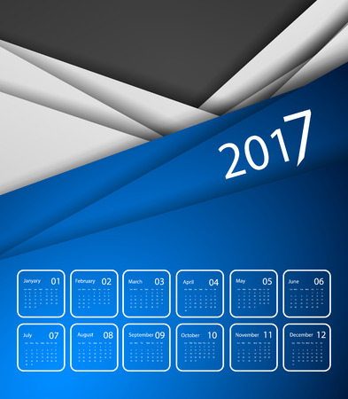 2017 vector calendar  with bright material design.のイラスト素材