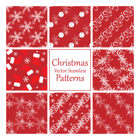colorful Christmas seamless patterns set. Elements for your design.のイラスト素材