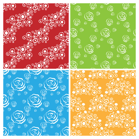 Hand drawn abstract vector seamless decorative patterns set. Wrapping, tiling.のイラスト素材