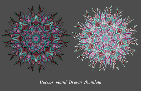 colorful  hand drawn mandalaのイラスト素材