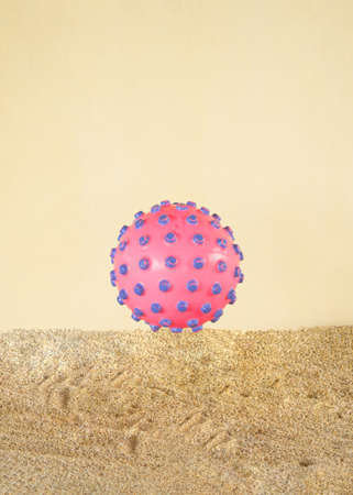 abstract art design.beach concept idea.sandy background.flying ballの写真素材