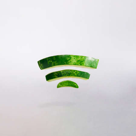 symbol for internet connection made of green watermelon peel.nature and modern age design concept ideaの写真素材