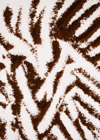 Strange brown zebra design on a white background.Flat lay design.Abstract backdrop