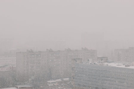 City view during snowfall