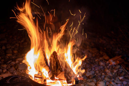 Bonfire on a long shutter speed. Dark background