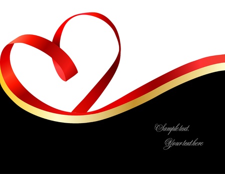 Red heart ribbon  のイラスト素材
