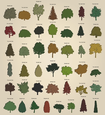 Set of retro treesのイラスト素材