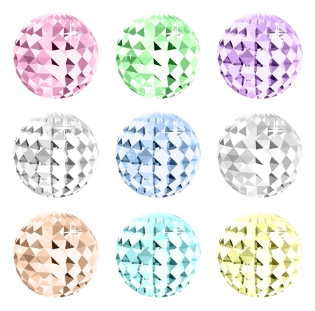 Set colorful crystal on black space  Vectorのイラスト素材