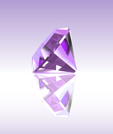 Violet diamond with reflection のイラスト素材