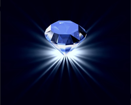 Blue diamond with reflection bright backgroundのイラスト素材