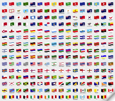 Big set wavy flags のイラスト素材