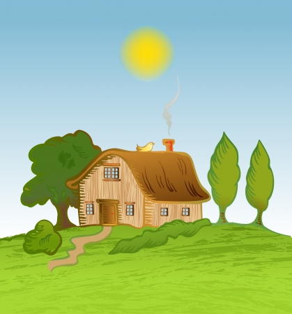 house background with treesのイラスト素材